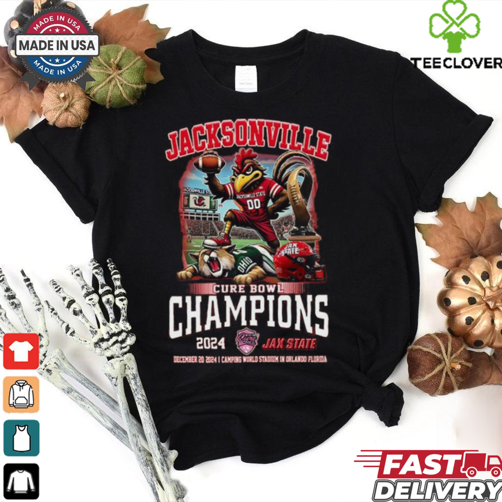 Jacksonville State Gamecocks Cure Bowl Champions Of 2024 Proud Mascot Shirt Jacksonville State Gamecocks Cure Bowl Champions Of 2024 Proud Mascot Shirt
