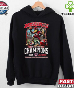 Jacksonville State Gamecocks Cure Bowl Champions of 2024 Proud Mascot shirt featuring the team's mascot and championship graphics.