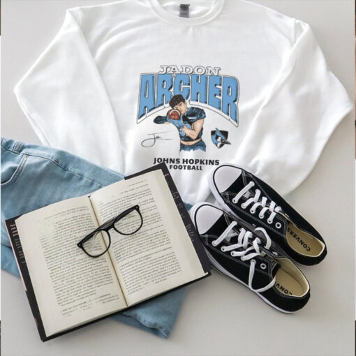 Jadon Archer Johns Hopkins Football Cartoon Signature t hoodie, sweater, longsleeve, shirt v-neck, t-shirt