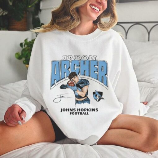 Jadon Archer Johns Hopkins Football Cartoon Signature t hoodie, sweater, longsleeve, shirt v-neck, t-shirt