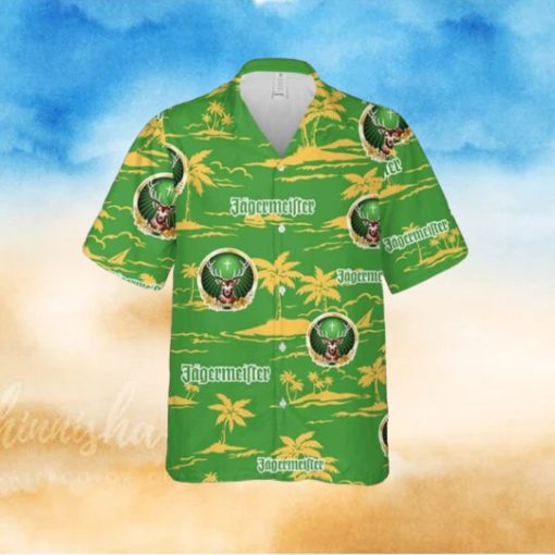 Jagermeister Hawaiian Button Up Shirt Island Palm Leaves Shirt