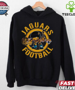 Jaguars Football NFL Rush Zone Cartoon Character Shirt featuring a fun, animated design of the Jaguars’ mascot and characters from the NFL Rush Zone, perfect for fans who enjoy a playful and spirited take on their team pride.