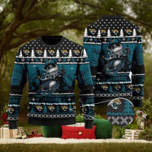 Jaguars Jack Skellington Halloween Knitted Ugly Christmas Sweater