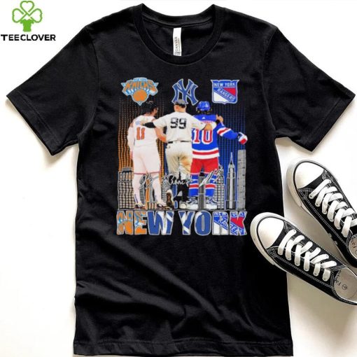 Jalen Brunson Aaron Judge And Artemi Panarin New York City Sports Teams Signatures Shirt