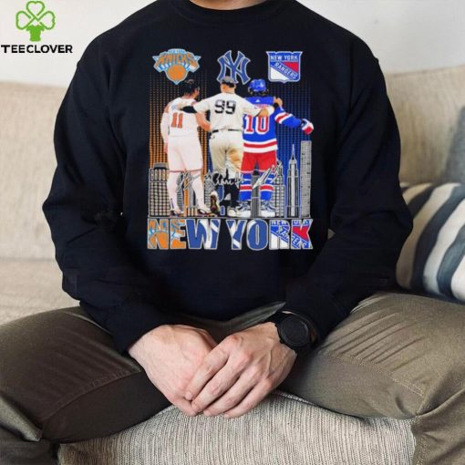 Jalen Brunson Aaron Judge And Artemi Panarin New York City Sports Teams Signatures Shirt
