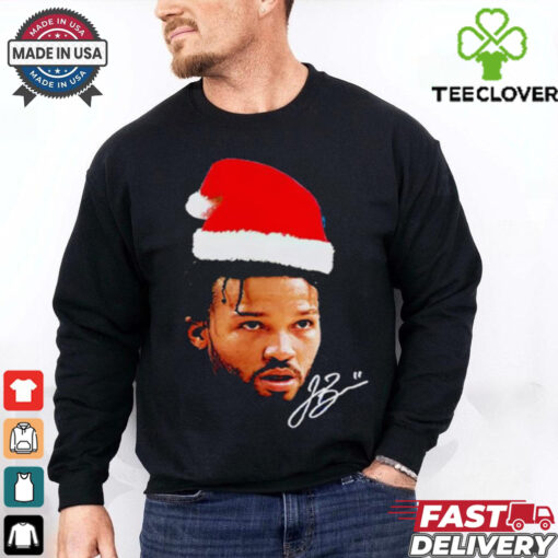Jalen Brunson Santa Hat Ugly Christmas signature shirt