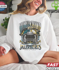 Jalen Hurts Eagles World Champ MVP helmet shirt
