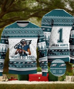 Jalen Hurts Philadelphia Eagles Hurts So Good Number 1 NFL Christmas Ugly Sweater