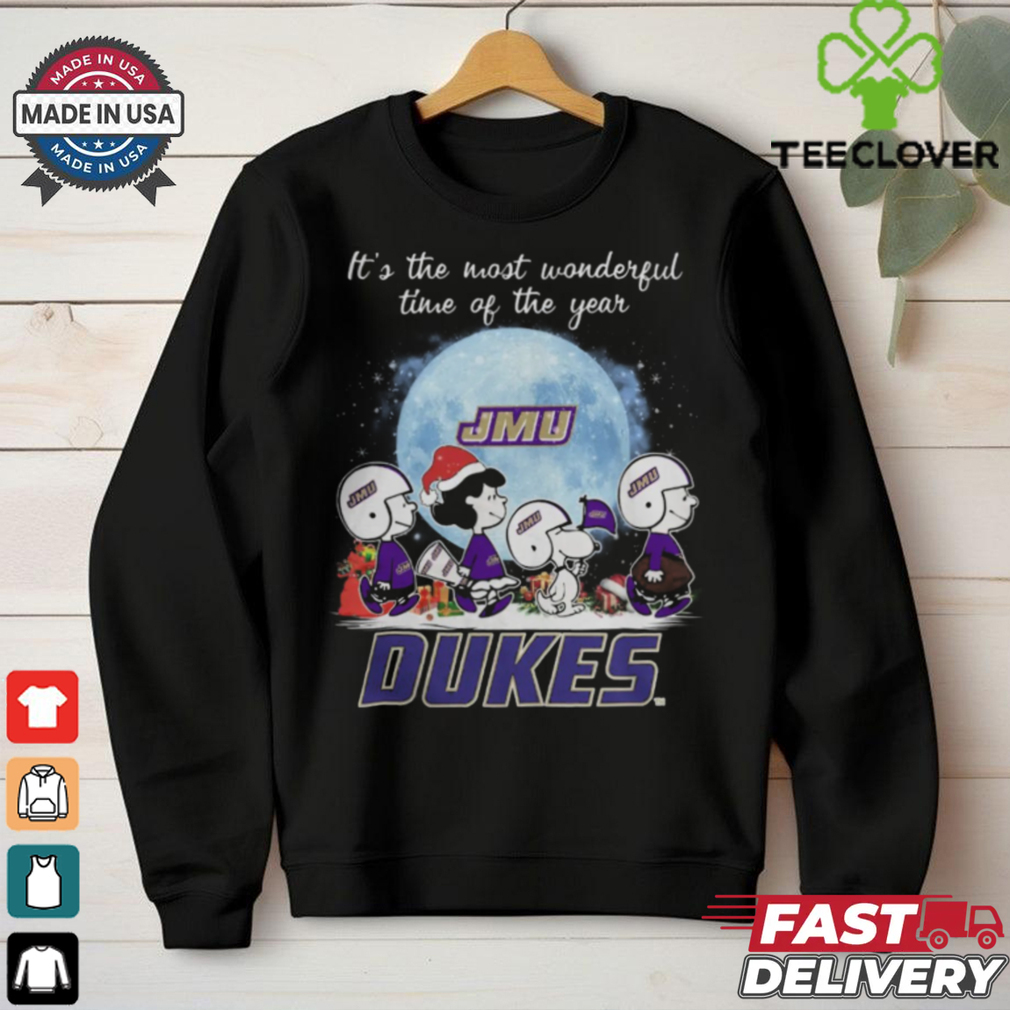 James Madison Dukes It The Most Wonderful Time Of The Year Peanut Characters Christmas Shirt James Madison Dukes It The Most Wonderful Time Of The Year Peanut Characters Christmas Shirt