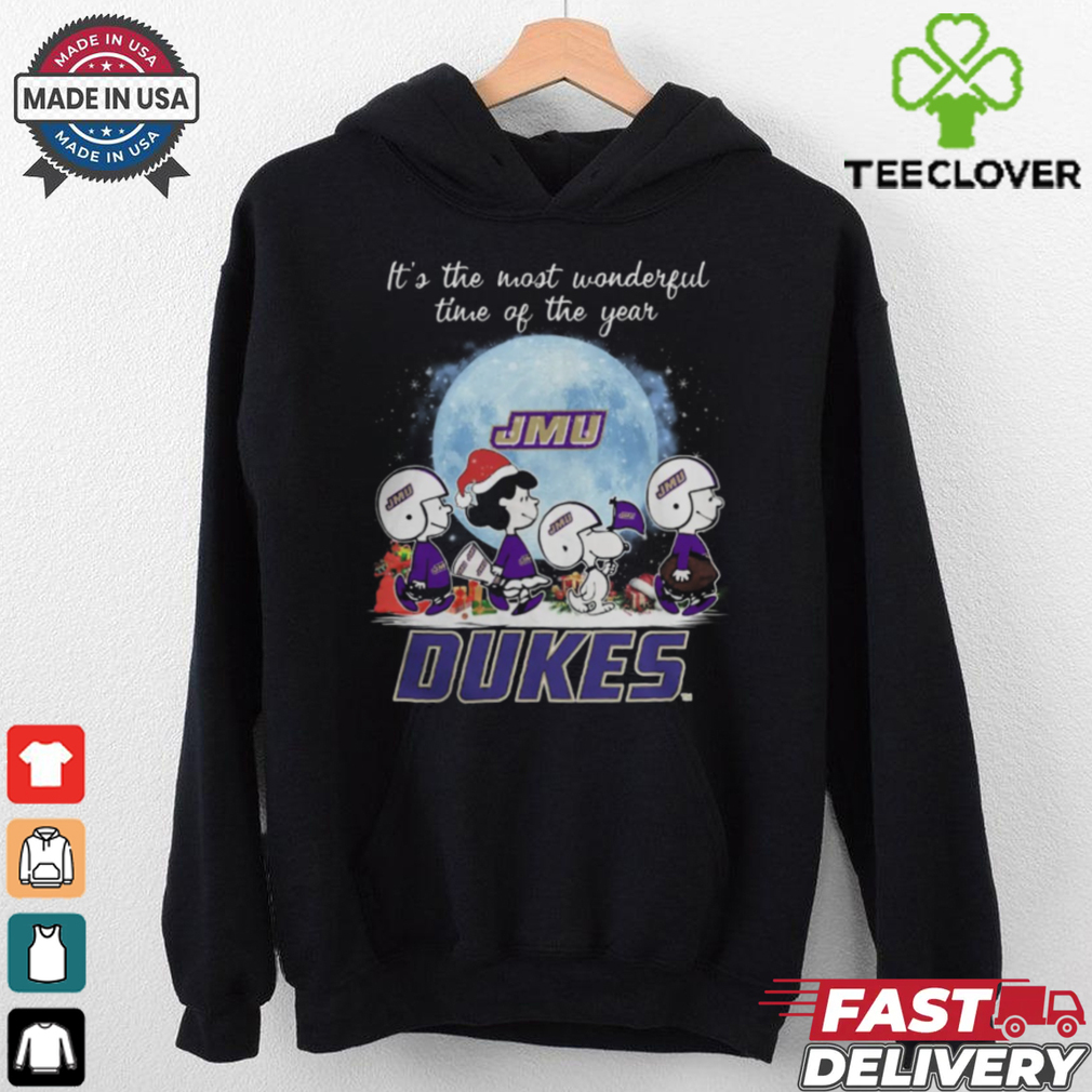 James Madison Dukes It The Most Wonderful Time Of The Year Peanut Characters Christmas Shirt James Madison Dukes It The Most Wonderful Time Of The Year Peanut Characters Christmas Shirt