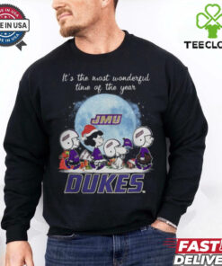 James Madison Dukes It The Most Wonderful Time Of The Year Peanut Characters Christmas Shirt