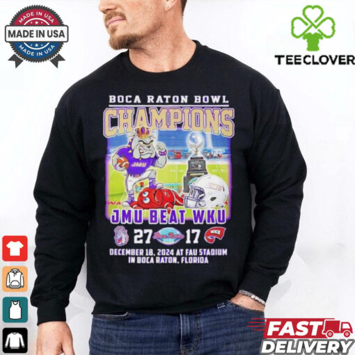James Madison Dukes beat WKU Boca Raton Bowl Champions 2024 mascot shirt