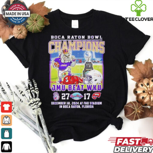 James Madison Dukes beat WKU Boca Raton Bowl Champions 2024 mascot shirt