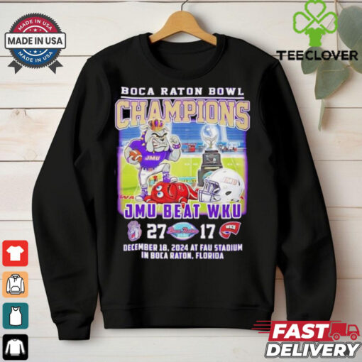 James Madison Dukes beat WKU Boca Raton Bowl Champions 2024 mascot shirt