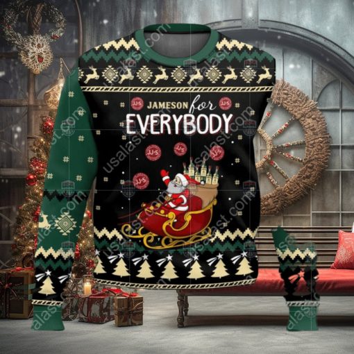 Jameson For Everybody Santa Sleigh Ugly Christmas Sweater