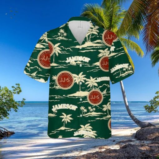 Jameson Hawaiian Button Up Shirt Island Palm Leaves Shirt