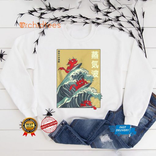Japanese Style Big Wave Surfing Dragons Zip Shirt tee