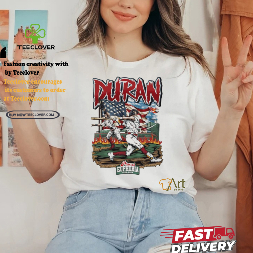 Jarren Duran and US flag baseball design cartoon shirt Jarren Duran and US flag baseball design cartoon shirt