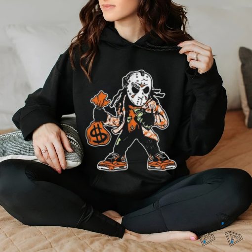Jason Voorhees wear jordan 5 and holding money bag vector shirt