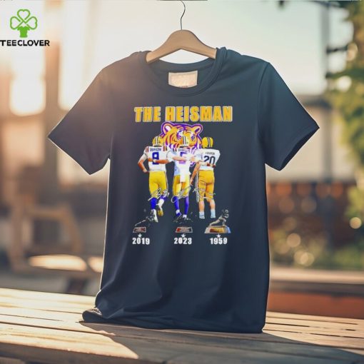 Jayden Daniels Joe Burrow And Billy Cannon Lsu Tigers The Heisman Trophy Signatures hoodie, sweater, longsleeve, shirt v-neck, t-shirt