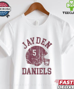 Jayden Daniels Washington Commanders NFL Football Helmet Font Vintage Shirt, featuring a retro design with Jayden Daniels' name and the Washington Commanders' helmet logo in a classic football font. This vintage-inspired shirt combines nostalgic elements with modern team pride, perfect for fans who want to celebrate both the player and the team in a stylish, old-school way.