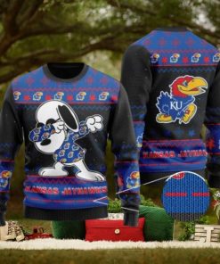 Jayhawks Snoopy Dabbing Knitted Ugly Christmas Sweater