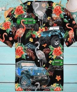 Jeep And Flamingo Hawaiian Shirt Birthday Gift For Beach Lovers