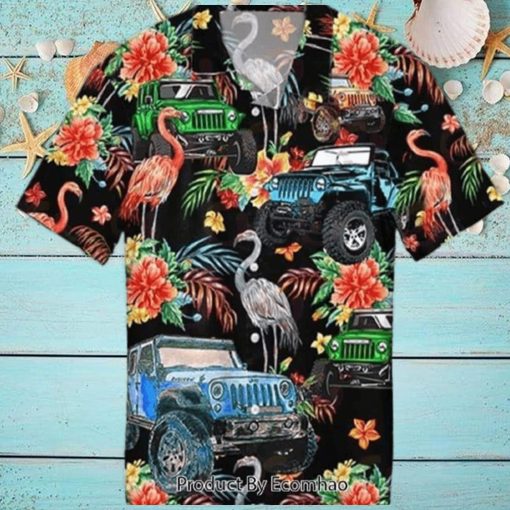 Jeep And Flamingo Hawaiian Shirt Birthday Gift For Beach Lovers