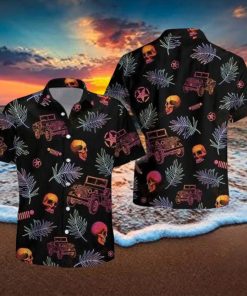 Jeep Car Skull Short Sleeve Hawaiian Casual Shirt