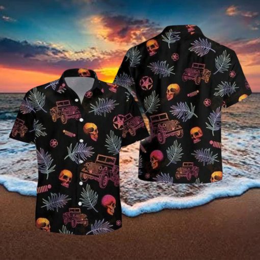 Jeep Car Skull Short Sleeve Hawaiian Casual Shirt