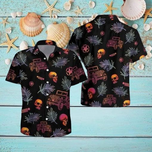 Jeep Car Skull Short Sleeve Hawaiian Casual Shirt