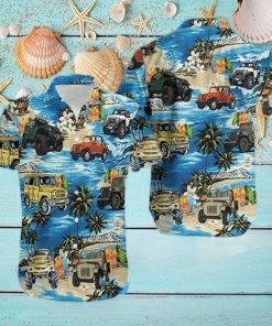 Jeep On The Beach Blue Unisex Hawaiian Aloha Shirts