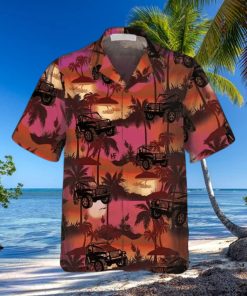 Jeep Tropical Palm Trees Beach At Sunset Pattern Hawaiian Shirt