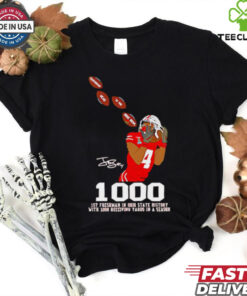 Jeremiah Smith 1000 1st freshman on Ohio State Buckeyes signature shirt