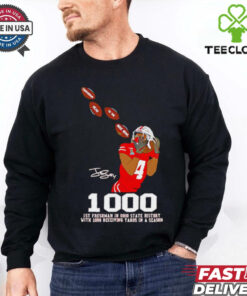 Jeremiah Smith 1000 1st freshman on Ohio State Buckeyes signature shirt