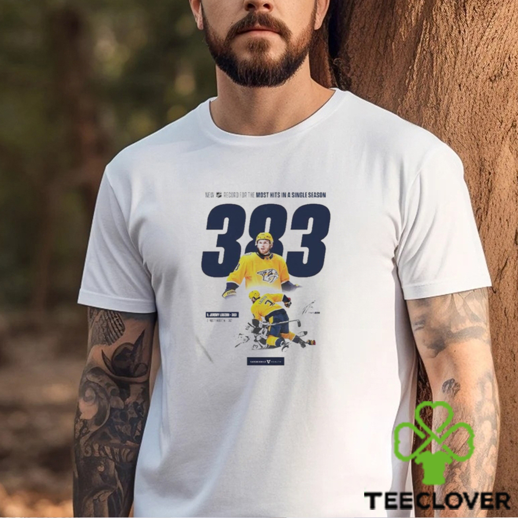 Jeremy Lauzon Nashville Predators Just Broke The NHL Record For The Most Hits In A Single Season 383 T Shirt Jeremy Lauzon Nashville Predators Just Broke The NHL Record For The Most Hits In A Single Season 383 T Shirt