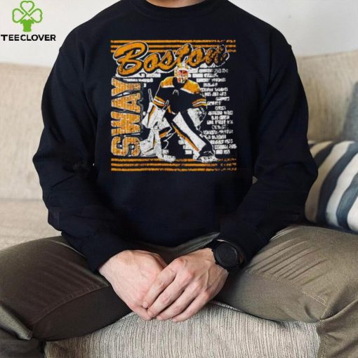 Jeremy Swayman Boston Bruins Brick Wall Graphic Art Shirt