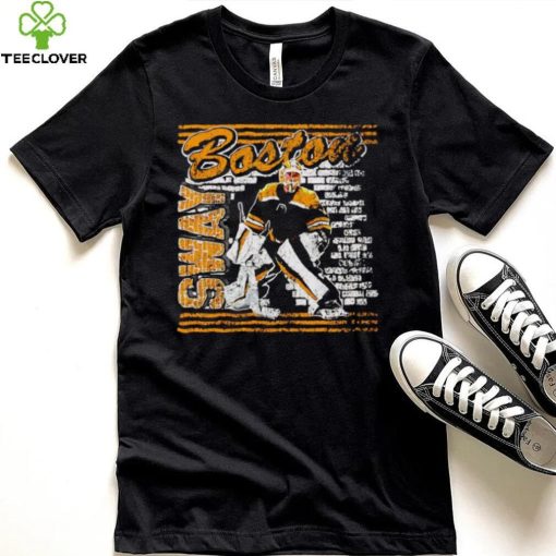 Jeremy Swayman Boston Bruins Brick Wall Graphic Art Shirt