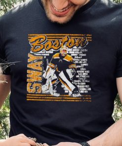 Jeremy Swayman Boston Bruins Brick Wall Graphic Art Shirt