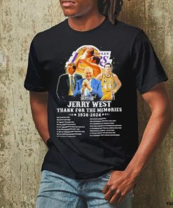 Jerry West Los Angeles Lakers 1938 2024 Thanks For The Memories Career highlights and awards Signature Shirt 2 Jerry West Los Angeles Lakers 1938 2024 Thanks For The Memories Career highlights and awards Signature Shirt