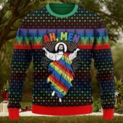 Jesus Ah Men Lgbtq+ Ugly Christmas Sweater