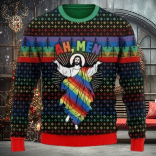 Jesus Ah Men Lgbtq+ Ugly Christmas Sweater