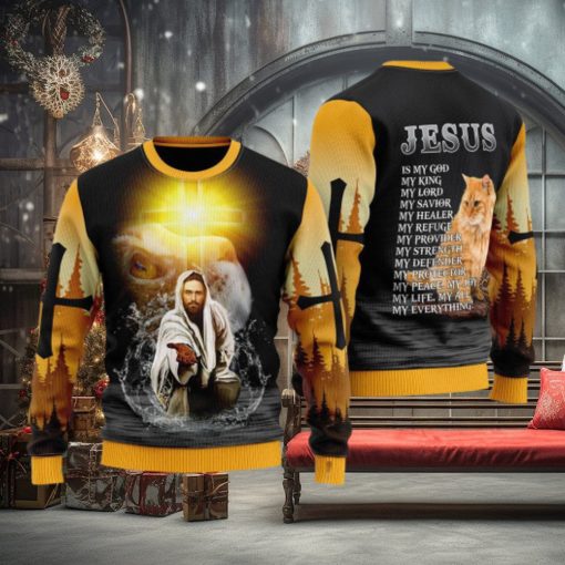 Jesus And Cat My Everything Ugly Christmas Sweater Gift For Men And Women