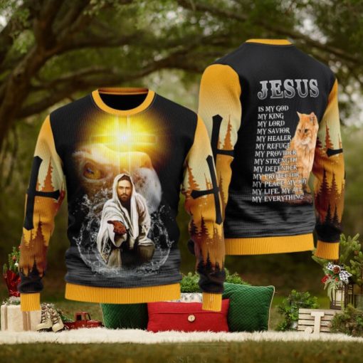 Jesus And Cat My Everything Ugly Christmas Sweater Gift For Men And Women