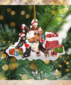 Jesus And Dachshunds Christmas Ornament Dog Lover Christian Jesus Ornament