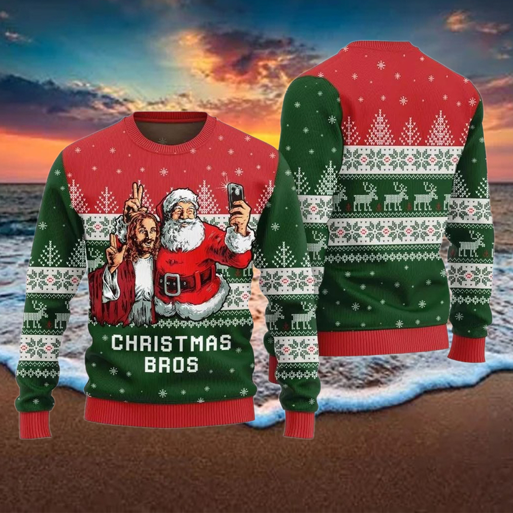 Jesus And Santa Christmas Bros Ugly Christmas Sweater Jesus And Santa Christmas Bros Ugly Christmas Sweater