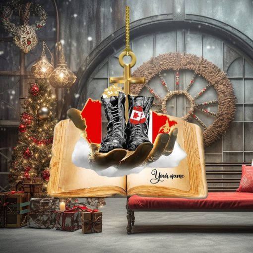 Jesus Hands Holding Canada Veteran Ornament