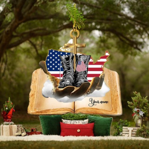 Jesus Hands Holding Veteran Ornament