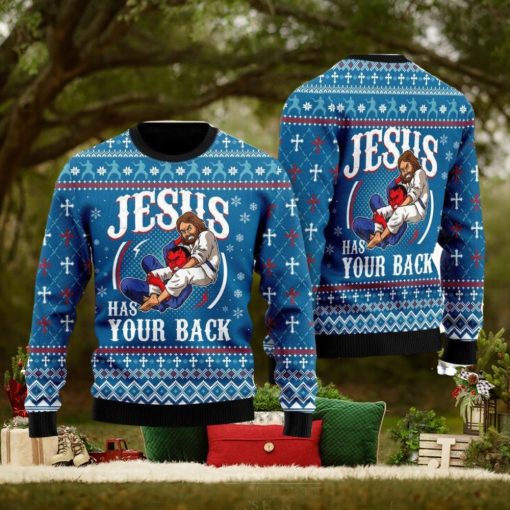 Jesus Has Your Back 3D Ugly Christmas Sweater Gift For Family Christmas Gift