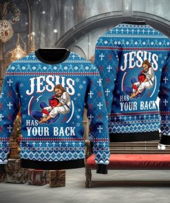Jesus Has Your Back 3D Ugly Christmas Sweater Gift For Family Christmas Gift